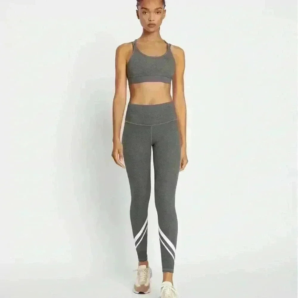 Tory Burch Compression Cross-Back Bra, Grey, XS - Picture 2 of 3
